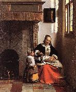 Pieter de Hooch A Woman Peeling Apples oil painting reproduction